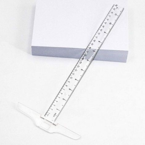 Règle T - 30 Cm - Échelle Double Pouces Et Centimètres - Transparente - Pour Dessin Et Bureau - 2 Pièces (1/4)