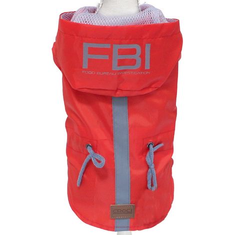 25 cm: Impermeabile VANCOUVER FBI RED con cappuccio e foro per guinzaglio per cani