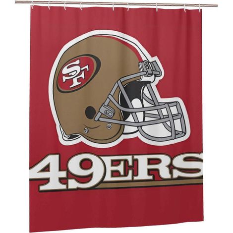 Rideau de douche imperméable à séchage rapide SF49erss avec crochets, motif football, 152 x 183 cm (60 x 72 po).