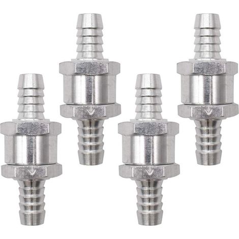 Ahlsen Clapet Anti-Retour, 4 Pièces Argent Anti-Retour Valve avec Flèche Non Retour Clapet en Alliage pour Carburateur Low Systèmes de carburant Sous Pression Voiture (10mm)