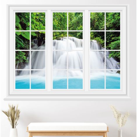 Stickers Trompe l'oeil fenêtre - Cascades - 60 x 80 cm (1/5)