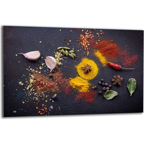 PLAQUE DE PROTECTION EN VERRE POUR CUISINIÈRE 80x52 ÉPICES (1/5)