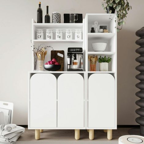 Vaisselier de cuisine blanc 3 portes courbes VAREN (1/5)