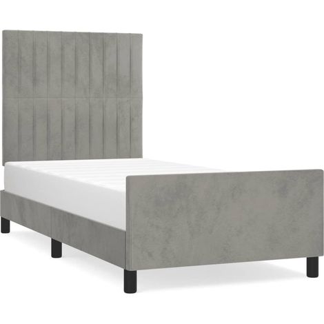 Maison Exclusive - Giroletto senza Materasso Grigio Chiaro 90x200 cm Velluto (1/5)