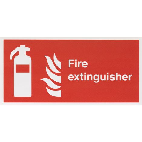 Panneau de sécurité incendie Auto-Adhésif, Fire Extinguisher, texte en Anglais, Rouge/Blanc, Vinyle ( Prix pour 1 ) (1/3)