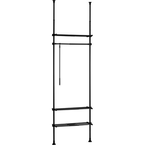 SoBuy Clothes Racks Adjustable Wardrobe Organiser Clothes Shelf System Hanging,Black,KLS07-SCH