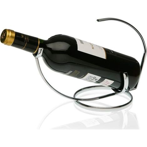 Porte-Bouteille pour Bar et Studio - Support Organisateur pour Bouteilles de vin et Liqueur comme décoration pour Salon ou Cuisine en Acier, 10 x 26 x 19 cm, Argent (1/5)