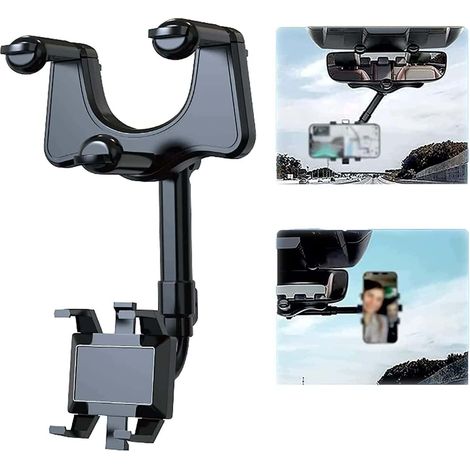 FCYMOV Support de Téléphone Portable Rotatif et Rétractable, Rotation à 360 Degrés, Support Telephone Voiture Retroviseur pour Tous Les Téléphones Portables et Toutes Les Voitures (1/5)