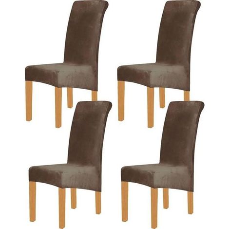Housse De Chaise - Velours Extensible XL - Pour Salle À Manger - Lot De 4 (1/5)