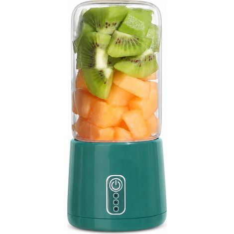 Blender Portable Rechargeable USB, Gobelet en Verre 300 ml, 4 Lames, Vert Frais (1/5)