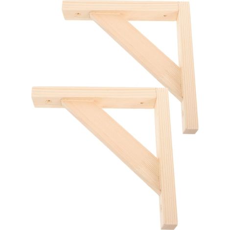 Équerre en Bois Solide pour Étagère Flottante Murale, Support Robuste en Bois Massif Grosse Résistance à L'usure, Lot de 2 Pièces pour Jardin et Remorques (1/5)