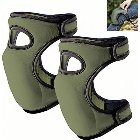 Genouillères de jardin, double couche en gel-mousse, antidérapantes, imperméables, pour le désherbage et la pose de carrelage (vertes) (1/5)