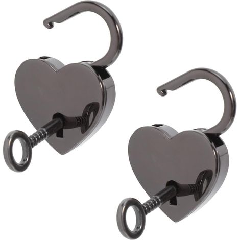 Lot de 2 Petits Cadenas de Cœur en Alliage Métal Gunmetal, Mini Cadenas Mignon avec Clé, Verrou Décoratif pour Boîte à Bijoux et Bagages, Usage Sécurité Maison et Voyage (1/5)
