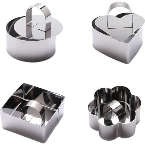 Emporte-pièce À Biscuits - Acier Inoxydable Rond Cœur Étoile Fleur - Pour Pâtisserie Maison - Lot De 4 (1/5)
