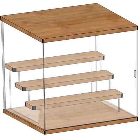 Boîte de Collection Acrylique 4 Niveaux pour Figurines - Vitrine Anti-Poussière avec Porte et Escalier, Dimensions 32x26x30.4cm (1/5)
