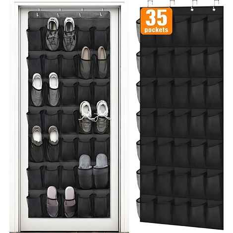 Organiseur de chaussures grande capacité, 35 poches, poches en filet, à suspendre sur la porte, organiseur de chaussures suspendu pour porte (1/5)