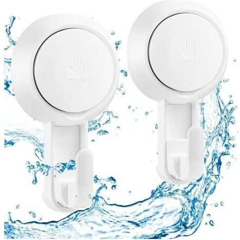 2er-Pack leistungsstarke Haken mit Saugnapf, 5 kg, Kunststoff-Vakuumhaken, Handtuchhalter, Bademantel, Krone, Mantel, Saugnapf, Geschirrtuch, Badezimmer, Küche, Fenster, Utensilien, weiß