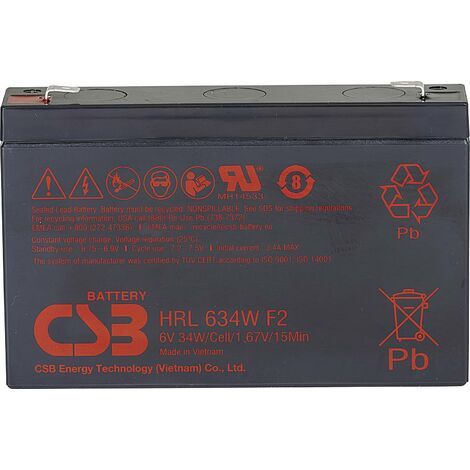 CSB Battery HRL 634W high-rate longlife HRL634W Bleiakku 6V 8.4Ah Blei-Vlies (AGM) (B x H x T) 151 x X843111 (1/3)