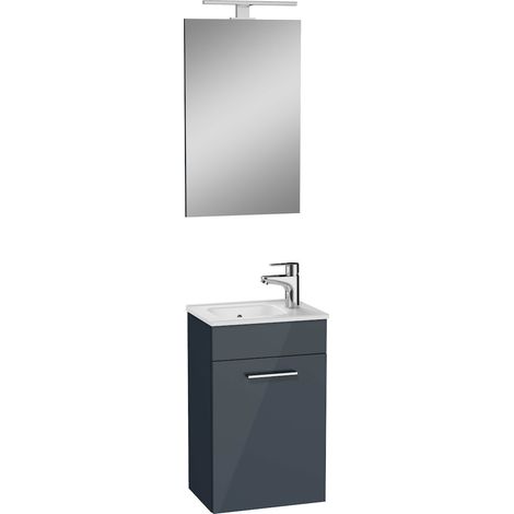 Vitra – Ensemble meuble salle de bain 39x61x28 cm – MIASET40A – Miroir avec éclairage LED – Lavabo céramique – Anthracite brillant – Montage mural
