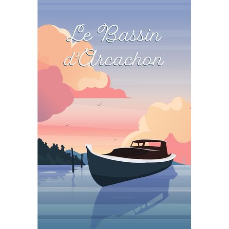 Tableau sur toile illustration coucher de soleil Arcachon 30x45 cm - Impression sur Toile Murale Décorative - Image imprimée en HD sur Toile - Toile sur Châssis en Bois FSC - Fabriqué en France (1/5)