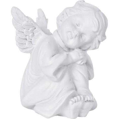1 Statuette Ange Résine Blanc 5,5x6cm Sculpture Chérubin Endormi Décoration Intérieur Extérieur Jardin Maison (1/5)