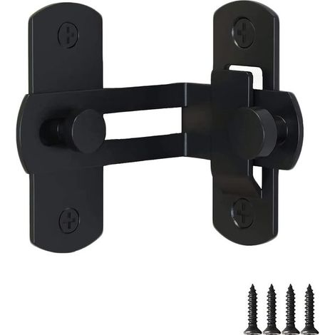Serrure pour porte coulissante avec charnière à 90° – Avec pêne et vis de montage – Pour portes, fenêtres, meubles et portes coulissantes – Noir (1/5)