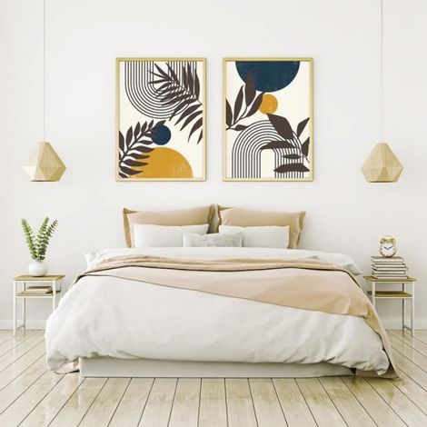 Abstrait bleu jaune Nature toile peinture moderne affiches et impressions mur Art photos pour salon décor 20x30cmx2 sans cadre (1/4)