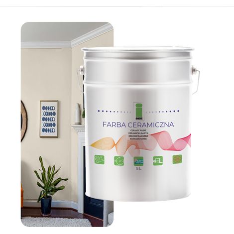 PITTURA MURALE IN CERAMICA, LAVABILE, CREMA, 5L, DA NEGOZIO DI FABBRICA (1/5)