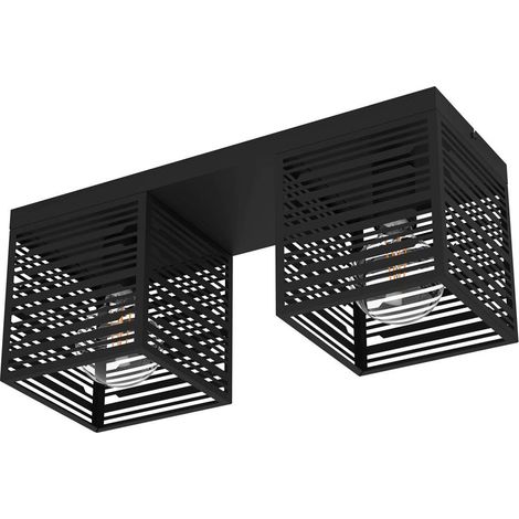 Plafoniera Minimal Piedritas Acciaio Nero 2 Luci E27 (1/3)
