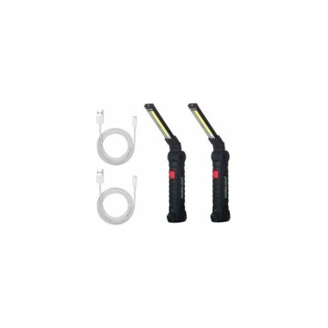 2 X Lampe De Travail Cob Baladeuse Led Rechargeable Lampe Atelier Cob Torche Lampe De Poche Lampe De Travail Baladeuse Led Avec Base Magnétique Lampe D'Inspection Pour Randonnée, Camping - Crezuo (1/4)