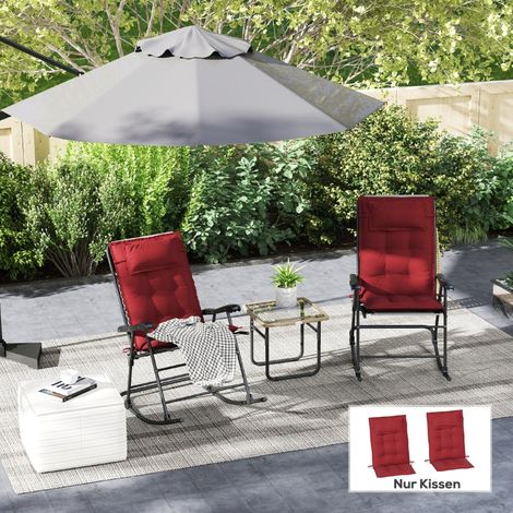 Lot de 2 coussins pour transats, déperlants, pour transats de jardin, 50 x 116 x 5 cm, bordeaux (1/5)