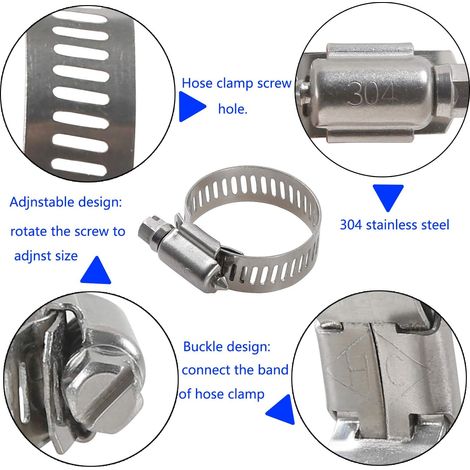 Collier de serrage pour tuyau 21-38 mm réglable en acier inoxydable 304 Collier de serrage pour tuyau d'eau domestique Vis pour tuyau d'eau, tuyau de carburant, collier de serrage pour tuyau de voitur (1/3)