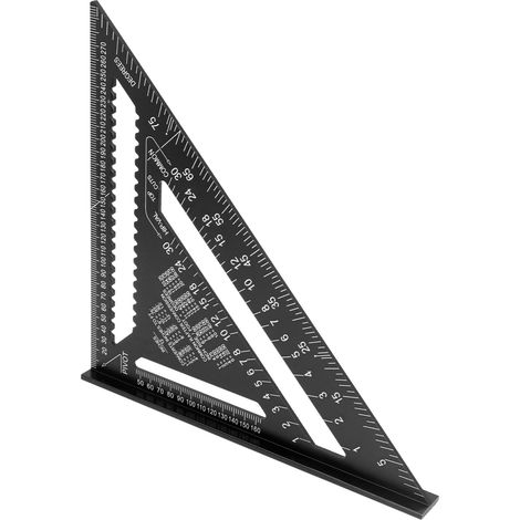 Équerre de charpentier de 30 cm (12 pouces) à 45° et 90°, outil de mesure métrique en alliage d'aluminium pour le travail du bois, noir (1/5)