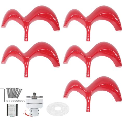 Éolienne verticale 5 pales 400W 12V, système de génération à montage circulaire, kit de montage complet pour installation domestique, générateur axe vertical robuste, pièces d'assemblage incluses. (1/5)
