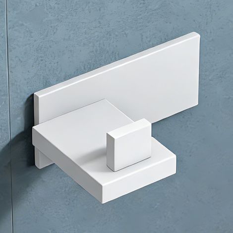 doporro Gancio Adesivo da Parete in Acciaio Inox, Senza Forare, Antiruggine e Autoadesivi, Ideali per Bagno, Cucina o Camera da Letto, Bianco Opaco (1/5)