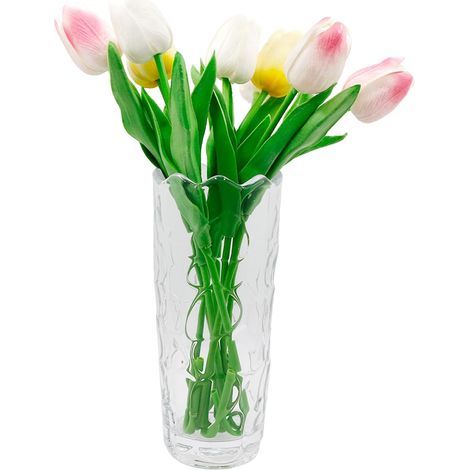 19,6 cm dicke Kristallvase, dicke, klare Glasvase, Tischdekoration, gepunktetes Muster für Zuhause, Wohnzimmer, Schlafzimmer (1/5)
