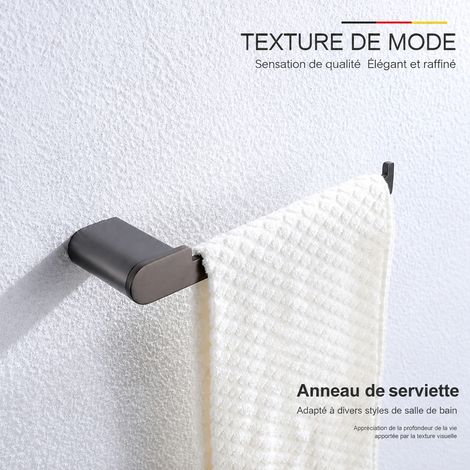 Anneau porte-serviette et porte-serviette suspendu mural salle de bain acier inoxydable 304 gris canon perçage 3 kg – Livraison gratuite