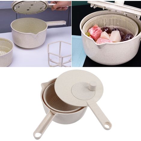 Déshydrateur de paille de blé multifonctionnel, mixeur à salade portatif, outil de lavage et de séchage du riz (1/5)