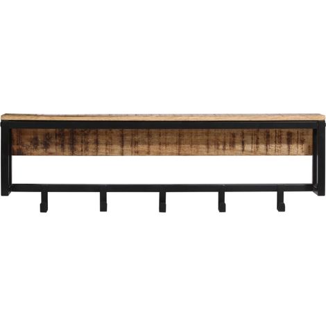 Porte-manteau 87x10x27 cm bois de manguier massif brut