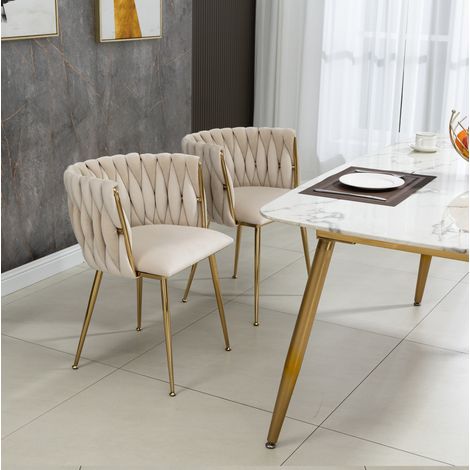 Stuhl Sitzmöbel Mehrzweck Samt 555 41 74 Ivory OKMYHOME (1/5)