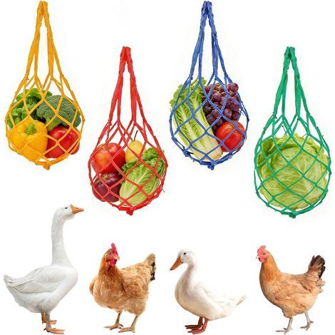 4 Pièces Sac Filet À Suspendre, Crochet En S, Polypropylène Robuste, Pour Poulailler, Cage À Oiseaux (1/5)