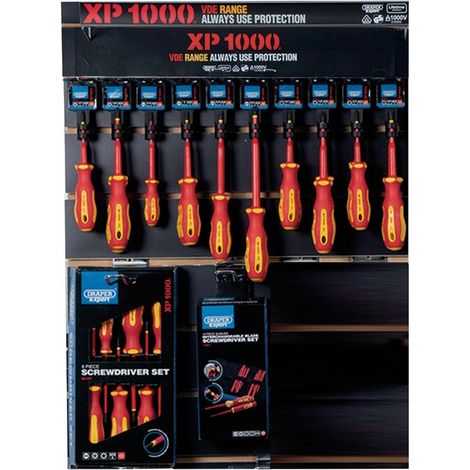Draper 14330 XP1000 VDE Slimline Screwdriver Profile for Slat Wall and Toolbar (34 Piece)
