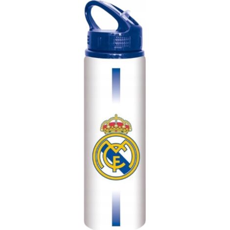 Botella deportiva de aluminio del Real Madrid, 750 ml, blanca y azul, libre de BPA. (1/2)