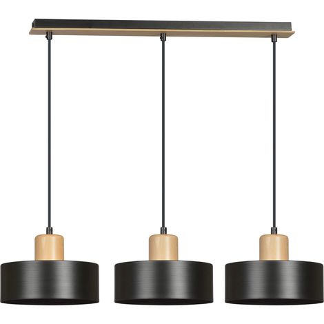 Lampadario Emibig TORIN 3 3xE27 nero/legno dimmerabile (1/5)