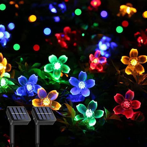 Guirlande Lumineuse Solaire - Fleur de Cerisier - 20 LED - 5 m - 8 Modes - Étanche IP67 - Pour Jardin Patio Extérieur - 1 Pièce (1/5)