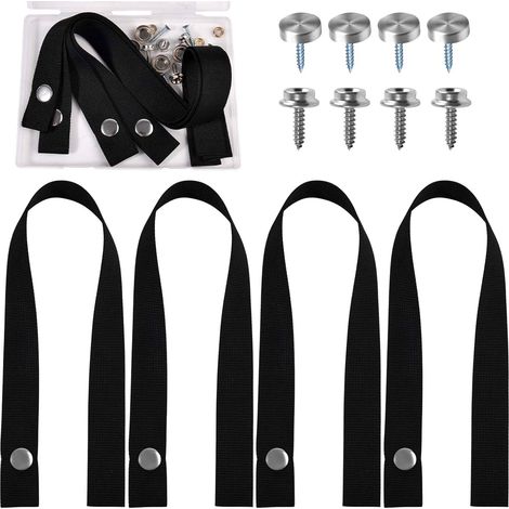 Lot de 4 Sangles de Porte coulissante avec Boutons-Pression et vis, Sangles de Porte de Camping-Car de 45,7 cm de Long, Sangles de sécurité résistantes aux UV pour Ponton, Bateau, échelle (1/5)