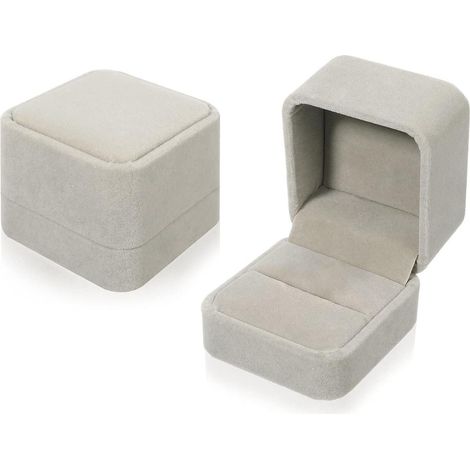 Samtring Box 2 Pack 55x50x45mm Ohrringe Etui Hochzeit Grau (1/5)