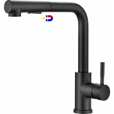 Kitchen Faucet Sprayer, Kitchen Mixer Tap with Pull-Out Sprayer, 360° Rotating Kitchen Faucet, Kitchen Faucet with 2 Spray Modes (Black) Black (1/5)