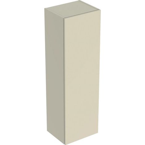 Colonne mi-haute Geberit Smyle Squareavec une porte: Largeur 36cm, Hauteur 118cm, Profondeur 29.9cm, Sable gris / Laqué ultra-brillant