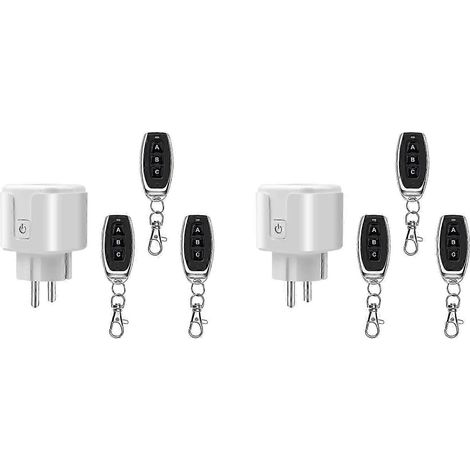 Deux interrupteurs de télécommande sans fil 433 MHz avec mini prises standard européennes, 220 V 16 A, compatibles avec les ventilateurs, les lampes, etc., HF à économie d'énergie et à haut rendement. (1/5)
